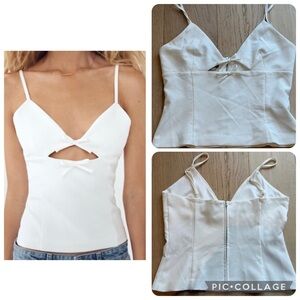 ZARA White Bow Detail Structured Camisole Top | BNWT | Size XXL